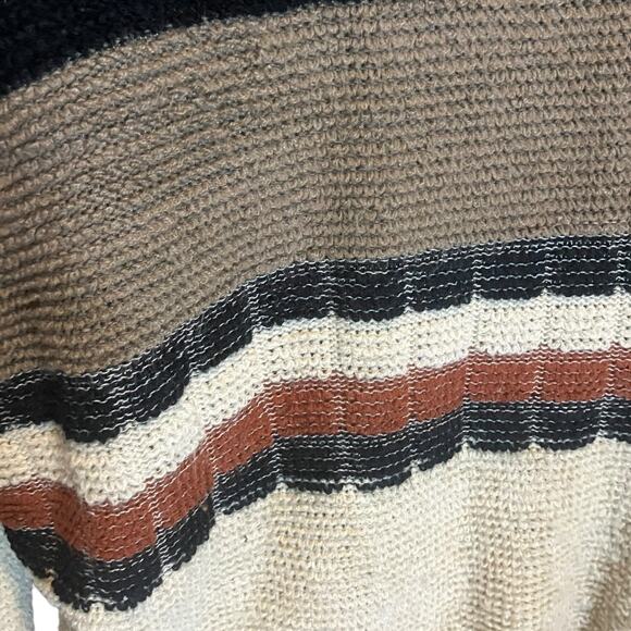 Vintage Striped Knit Sweater Neutral Earth Tones V-Neck Size L - Picture 8 of 9
